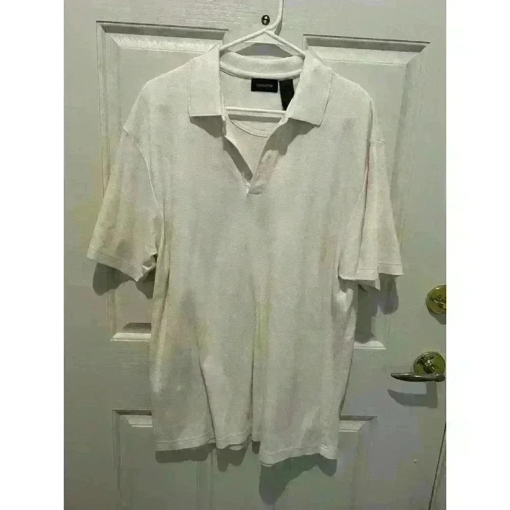 Claiborne Mens Polo Shirts Size XL Color Ivory Short Sleeve